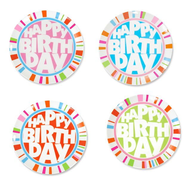Plates: Happy Birthday Cake Plate, 8 Inches, Blue